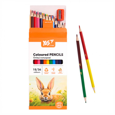 Олівці кольорові Yes Orange Line 18 шт 36 кольорів з точилкою (290752) Вінниця - фото 5