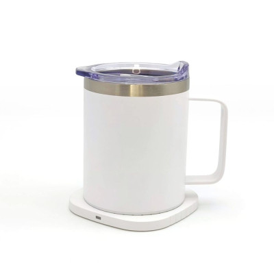 Термокружка TheGeneral з підігрівом та бездротовою зарядкою ThermoHub 15W з LED індикатором біла (40021321-08) Вінниця - фото 1