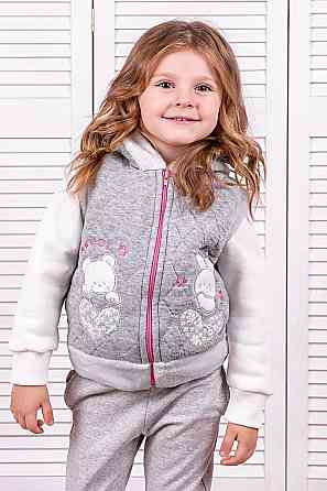 Жилетка сірий меланж, для дівчинки топ 122-128 Юрма одяг Київ