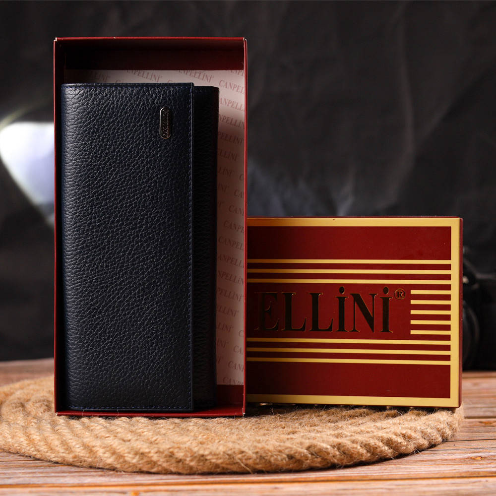 Женский кошелек из натуральной зернистой кожи Синий (CANPELLINI) Киев - изображение 4