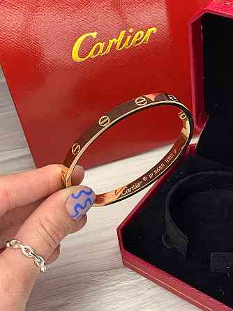 Браслет Cartier, покриття рожевим золотом AU750 / Красива подарункова упаковка - коробочка з оксамитом та пакет Одеса