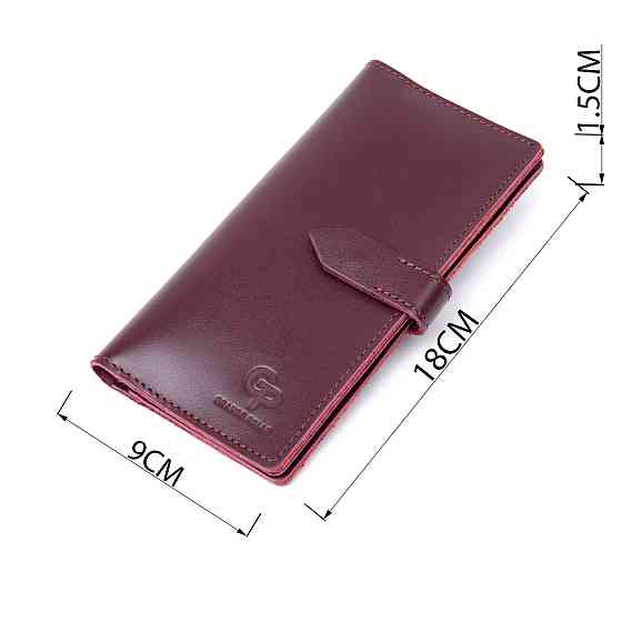 Шкіряне глянсове портмоне GRANDE PELLE 11467 Бордовий Київ