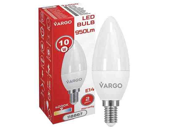 Лампа світлодіодна 10W E14 C37 4000K 220V (V-118867) ТМ VARGO Київ
