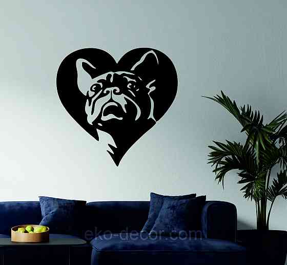 Декоративне настінне Панно «Французький  бульдог», Декор на стіну 110*84 см, Чорний Київ