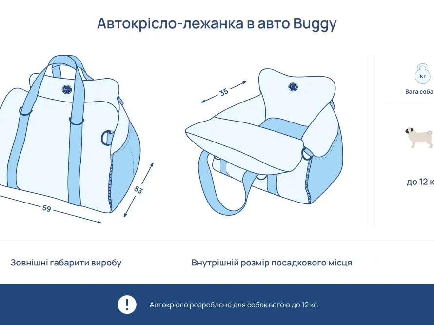 Автокрісло для собак для маленьких і середніх порід Harley and Cho Buggy Mokko Одеса - фото 2