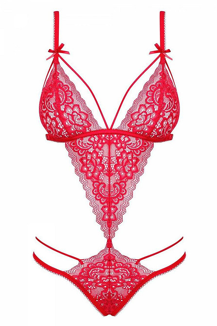 Жіноче мереживне боді Obsessive Lovlea Teddy  L-XL червоне Славута - фото 9