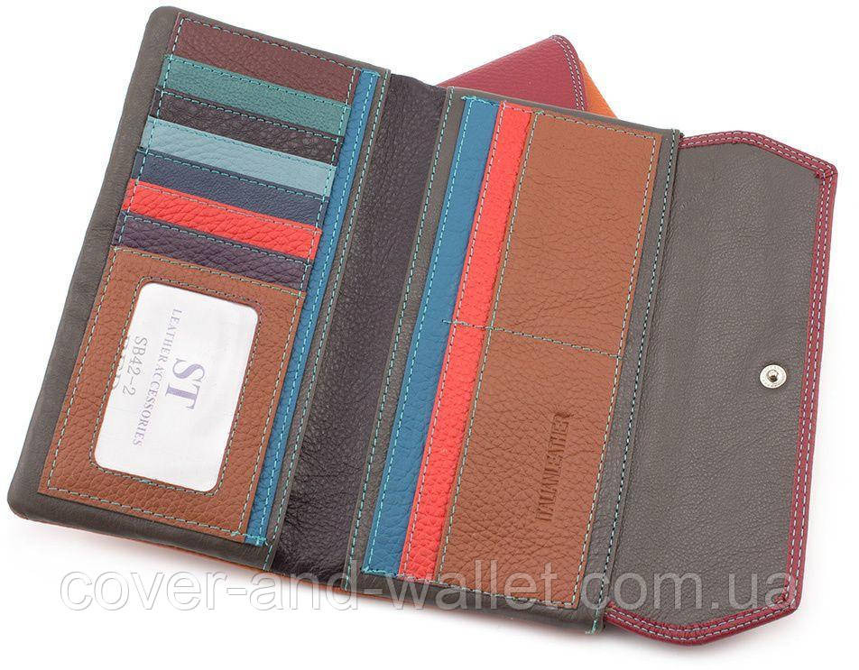 Тонкий женский кожаный кошелек купюрник оранжевого цвета SB 42 Киев - изображение 8