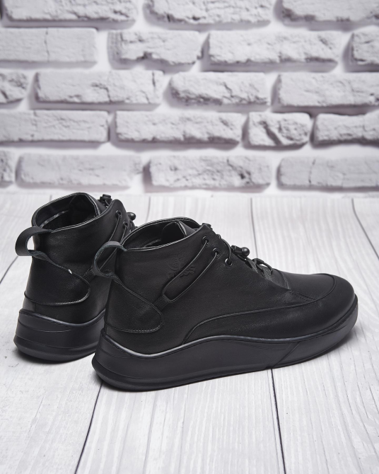 Чоловічі стильні черевики з натуральної шкіри ДЕМИ 999 черная кожа байка Харків - фото 6