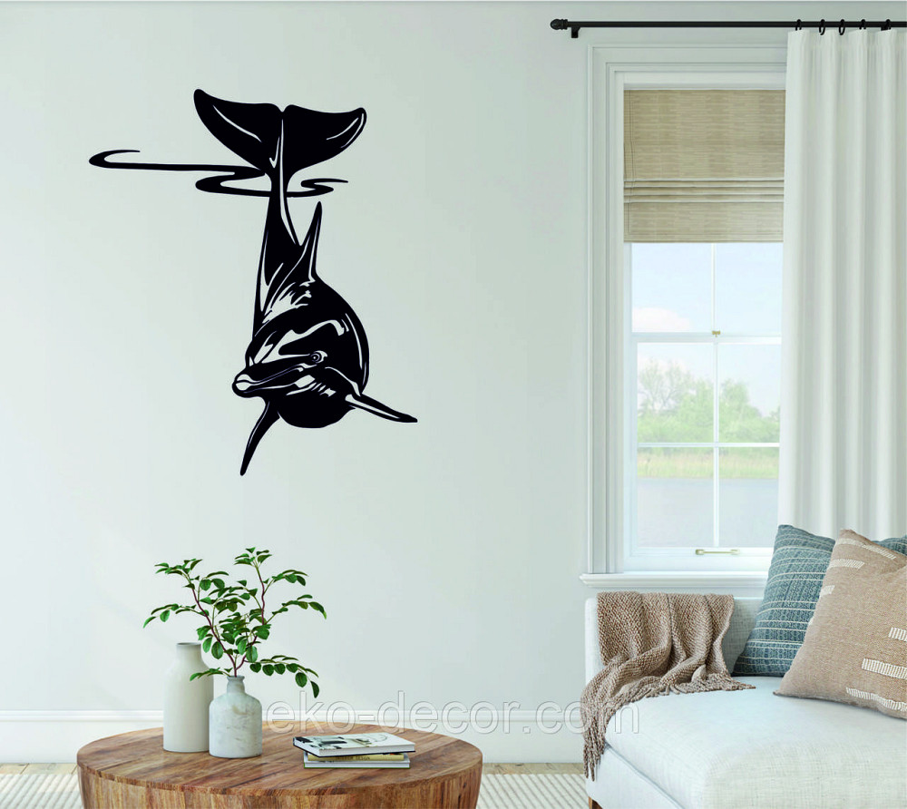 Декоративное настенное Панно «Дельфин» Декор на стену 110*94 см, Черный Киев - изображение 6