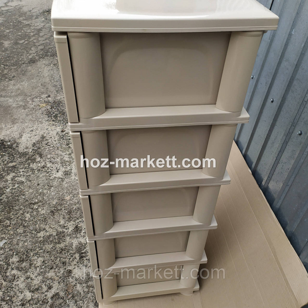 Комод пластиковый тумбочка на 5 ящиков ротанг кремовый Харьков - изображение 8