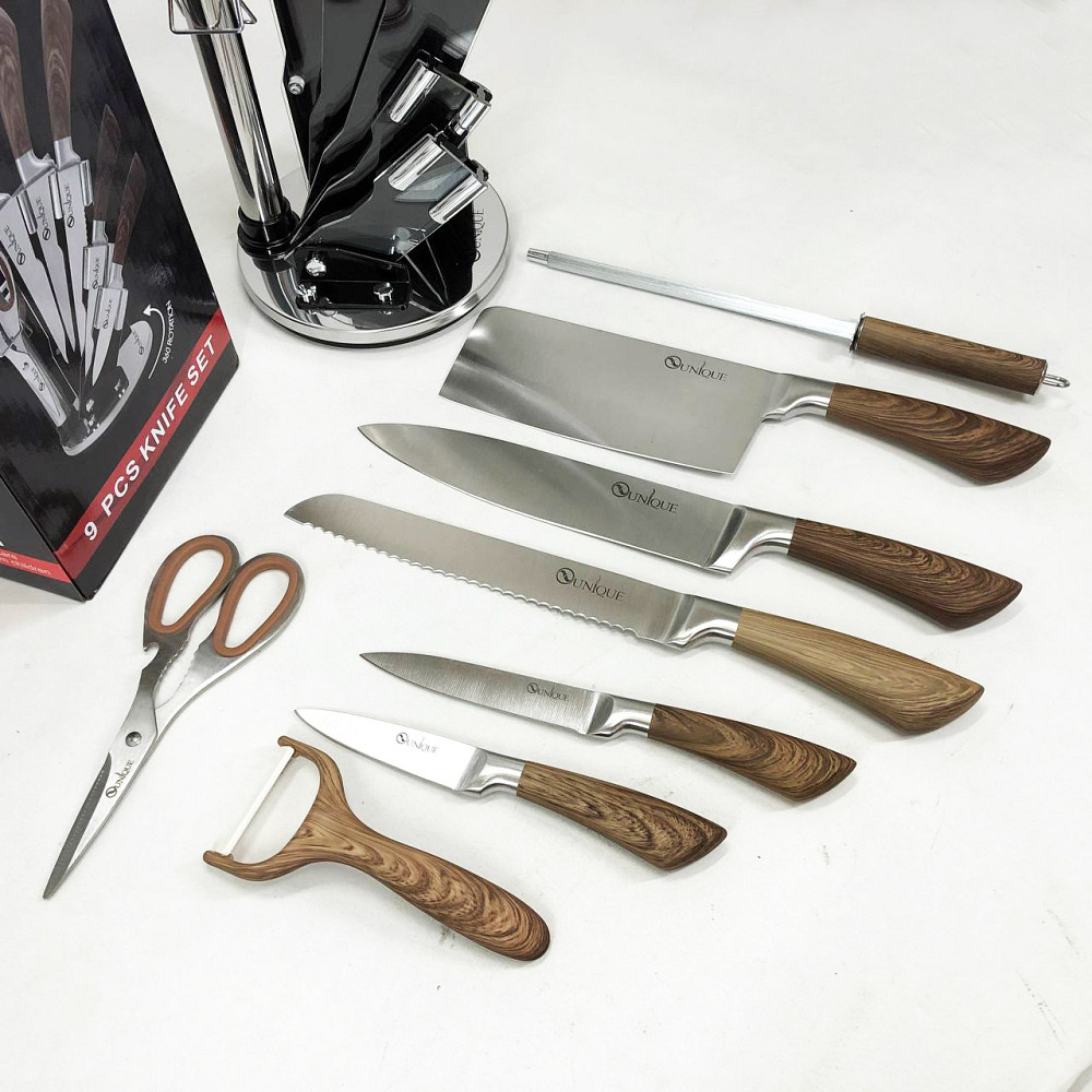 Професиональный кухонный набор ножей UNIQUE, Набор металлических ножей, Качественные ножи для дома QB-89 Львов - изображение 3