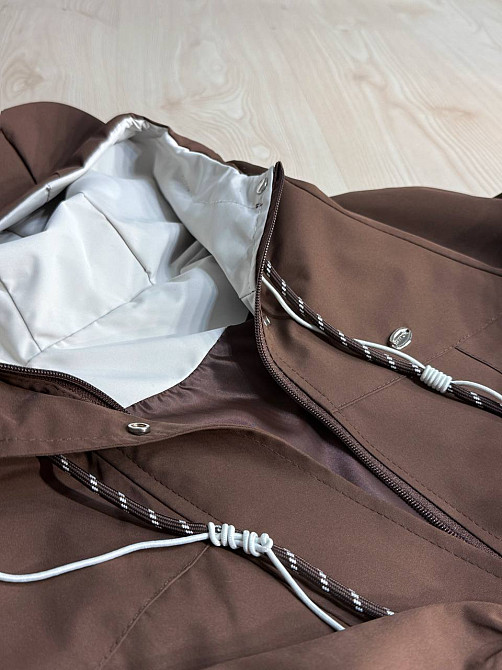 Куртка женская YZY 30281 ветровка с капюшоном оверсайз one size, коричневый, one size Киев - изображение 2