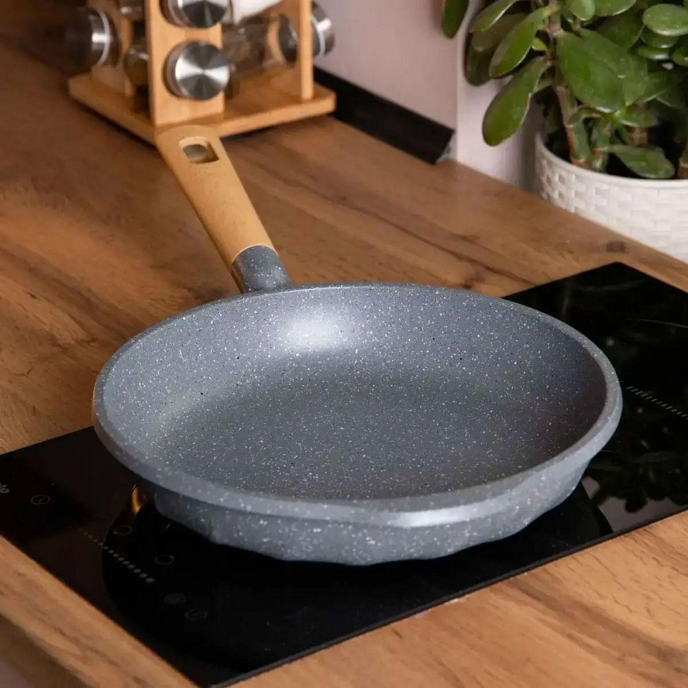 Алюминиевая сковорода 1,8 л, мраморное антипригарное покрытие Ø 24 см, толстое дно MGC Grey HP-4-418G Киев - изображение 2