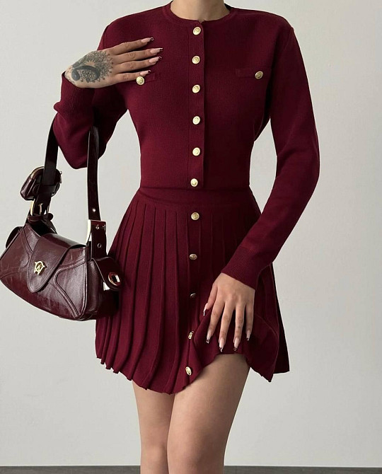 Женский стильный повседневный костюм двойка мелкая машинная вязка Одесса - изображение 1