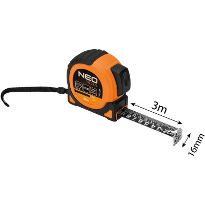 Рулетка Neo Tools Super Black, 3мx16мм, с фиксатором сматывания, магнит (67-241) Винница - изображение 3