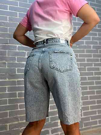 Шорти жіночі джинсові Women Denim 2038-977 бермуди рвані довжина до колін блакитні, блакитний, 34 Одеса