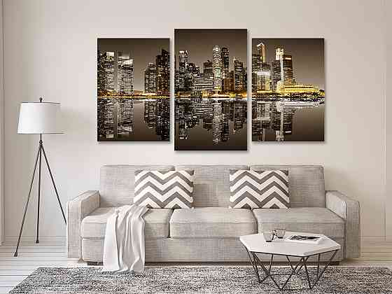 Модульная картина в гостиную / спальню   Місто в ночі Art-726_3 70x130 см Киев