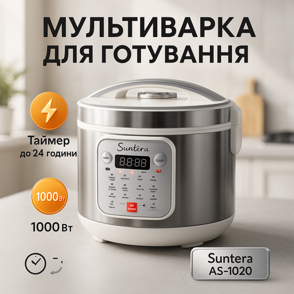 Мультиварка для приготовления еды Suntera AS-1020 1000 Вт, Практичная мультиварка KY-77 Львов - изображение 14