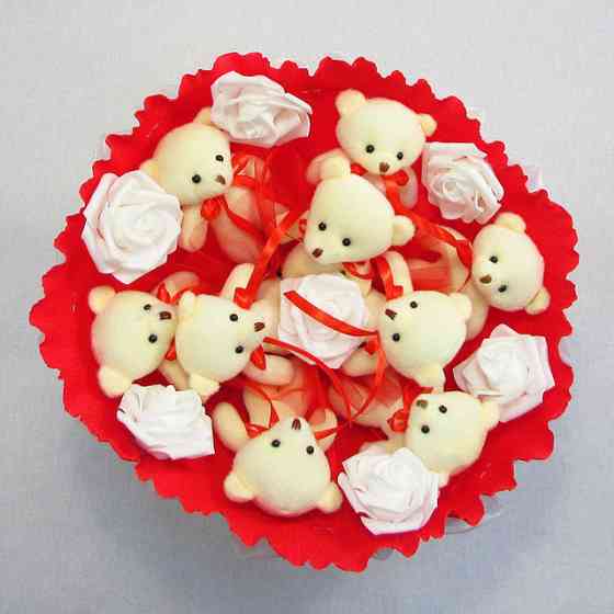 Букет из мягких игрушек 9 мишек 5338IT красный Винница