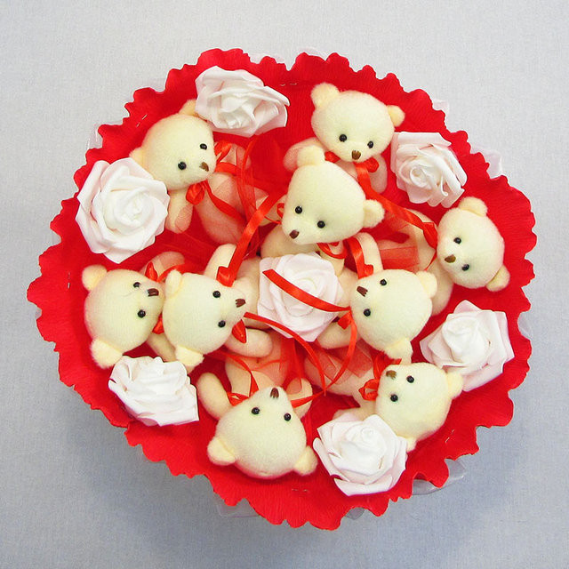 Букет з м'яких іграшок 9 ведмедиків 5338IT червоний Вінниця - фото 2