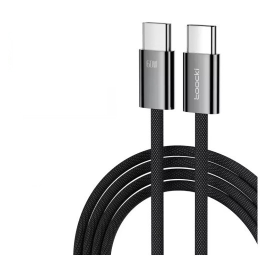 Кабель для швидкого заряджання та передачі даних Toocki 60W USB Type-C to USB Type-C 1 м Чорний Запоріжжя - фото 1