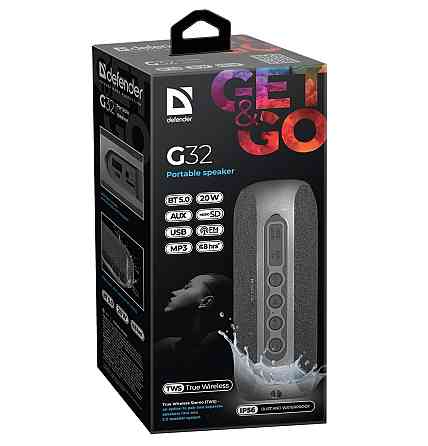 Портативная bluetooth колонка Defender G32 20Вт USB TF AUX IP65 (Черный) Винница