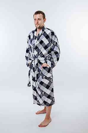 Халат чоловічий домашній довгий, темно-синій топ Крохатушка одяг Київ