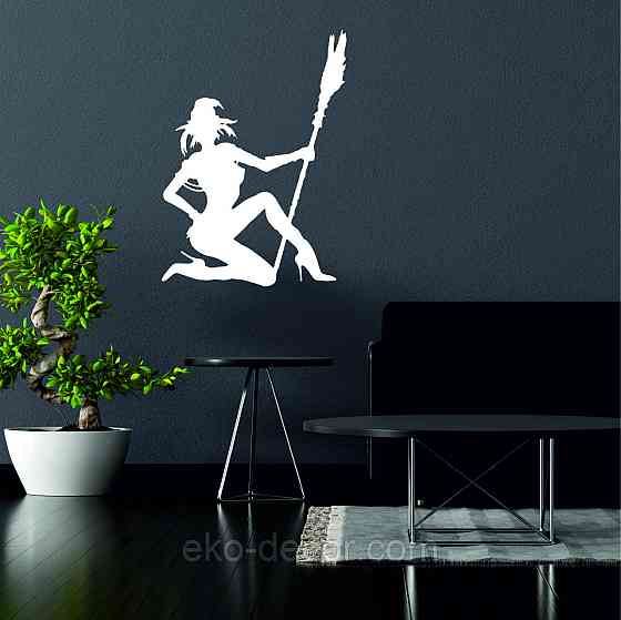 Декоративное настенное Панно «Девушка с метлой», Декор на стену 90*64 см, Белый Киев