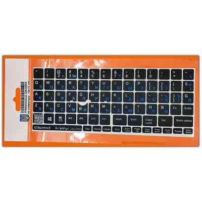 Наклейка на клавиатуру BestKey непрозрачная чорная, 76, синий (BKU13BLU/013) Винница