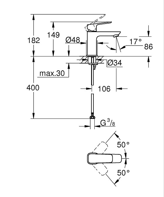 Одноважільний змішувач для раковини Grohe Cubeo S-розміру (1016992430) ( 27359 ) Харків - фото 3