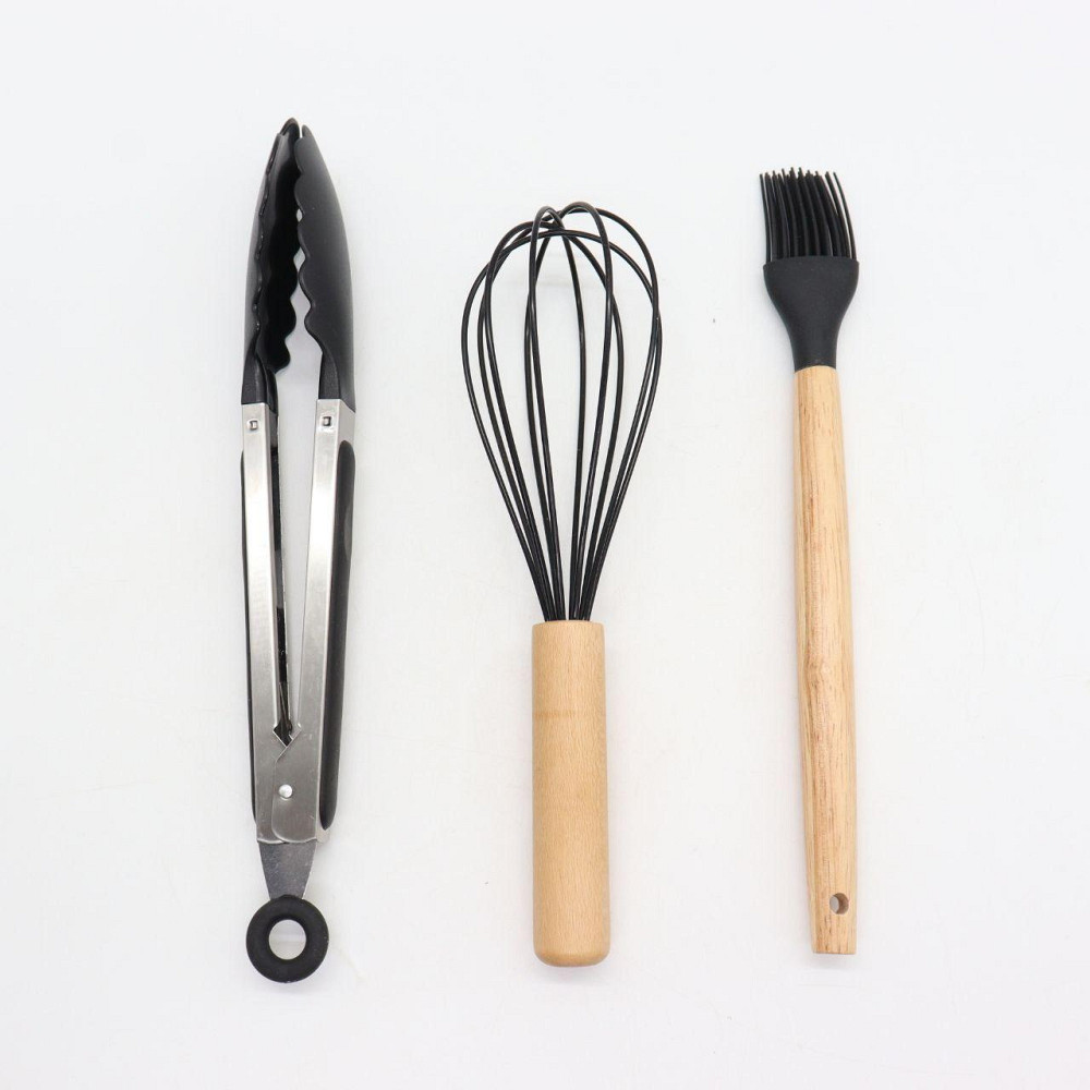 Набор кухонных принадлежностей 12 предметов, Kitchen Set, из силикона + подставка, Черный / Кухонный комплект Киев - изображение 7