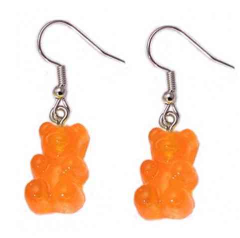 Детские серьги с мишками оранжевые, размер 1,6*1см, смола Киев