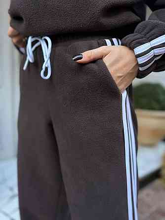 Жіночий теплий костюм двійка у спортивному стилі з лампасами двосторонній фліс Одеса