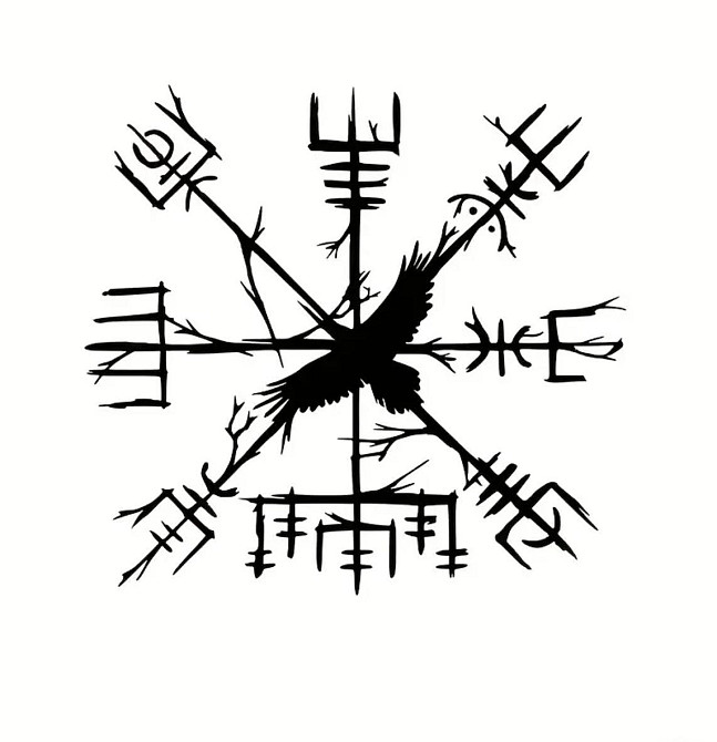 Виниловая наклейка Ворон с рунами, скандинавский символ Киев - изображение 1
