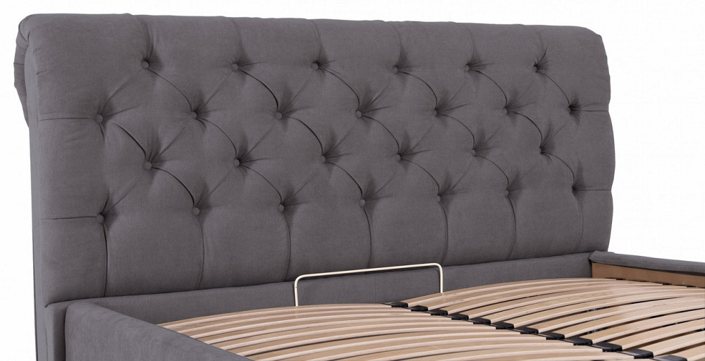 Ліжко Двоспальне London VIP 160 х 200 см Місті Dark Grey З додатковою металевою цільнозварною рамою Темно-сірий Дніпро - фото 9