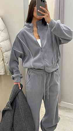 Жіночий теплий прогулянковий костюм з двостороннього флісу Сірий, 46/48 Одеса