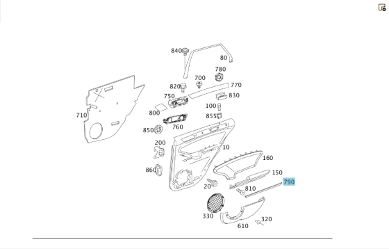 Mercedes-Benz  A1647300822 7H85 Декоративна хром накладка підлокітника карти задніх правих дверей ML W164 Одеса