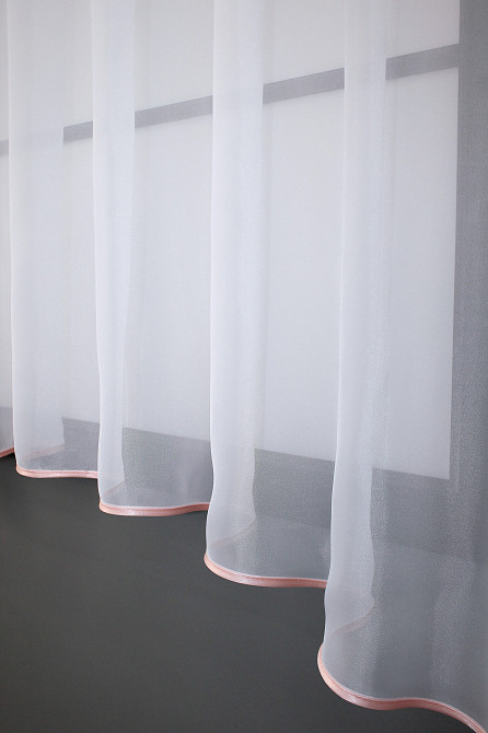 Кухонная тюль арка с ламбрекеном VR-Textil № 025к белый с персиковым 280х170 см (52-0694) Киев - изображение 5