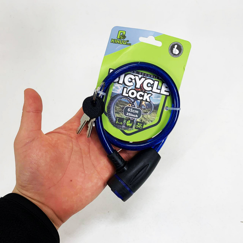 Замок велосипедний KIHUU LOCK 187, 10*65 тросовий, 2 ключі. Колір: синій NS-99 Львів - фото 2