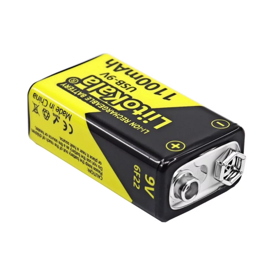 Аккумулятор Крона Liitokala 1100mAh 9V USB (Черно-желтый) Винница