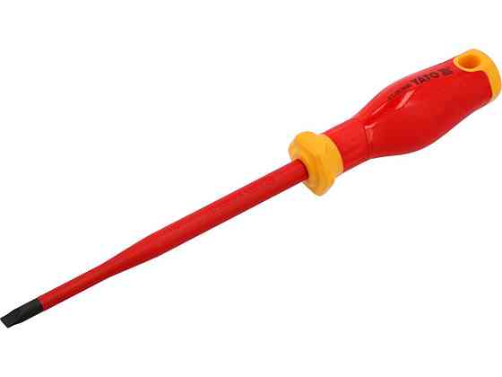 Викрутка з плоским шліцом діелектрична ізольована YATO: SL6,5 x 150/ 258 мм, оголений шліц-17мм [12] Одеса