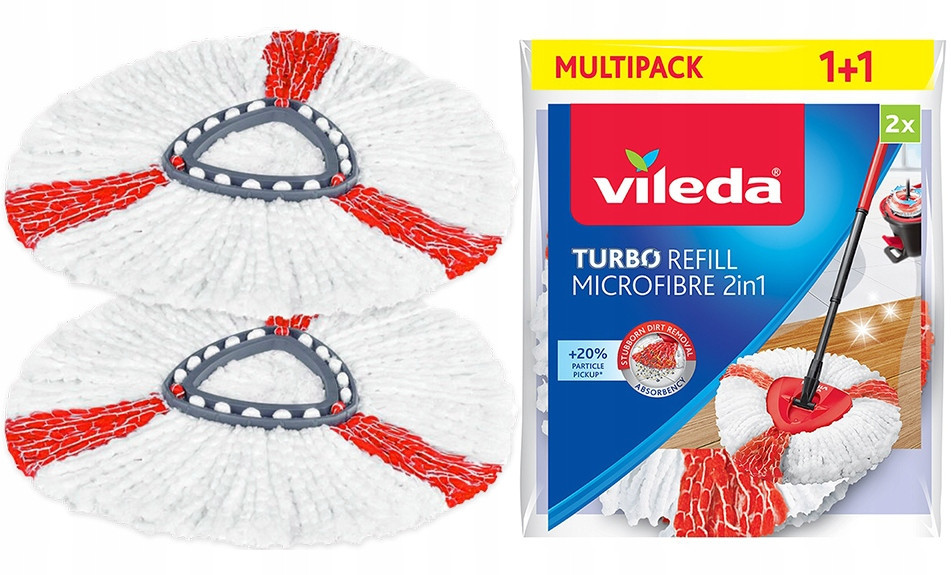 Запасні Насадки круглі з мікрофібри 2 шт моделі швабри 163422 Vileda "Turbo 2в1" Нововолинськ - фото 3