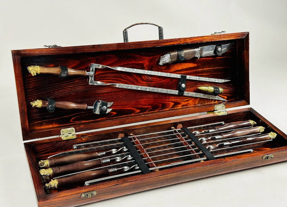 Подарунковий набір шампурів у дерев'яному кейсі САФАРІ-2 (латунні голови звірів) HAPPY DAYS Тернопіль - фото 5