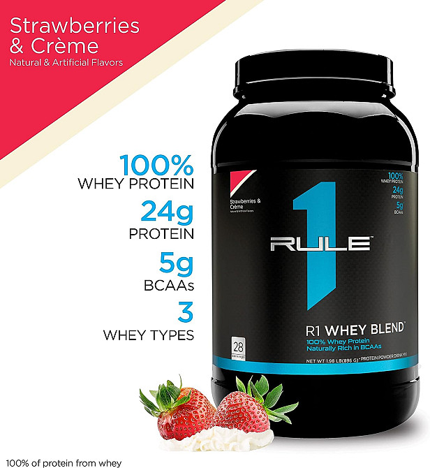 Протеин Rule One Whey Blend 908 gram (Strawberries & Creme) Луцк - изображение 4