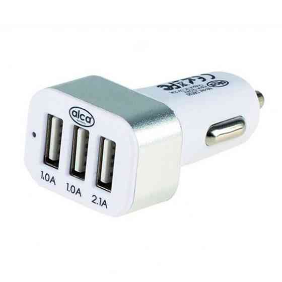 Зарядне в прикурювач 3USB 12/24В Alca білий, 510520 Київ