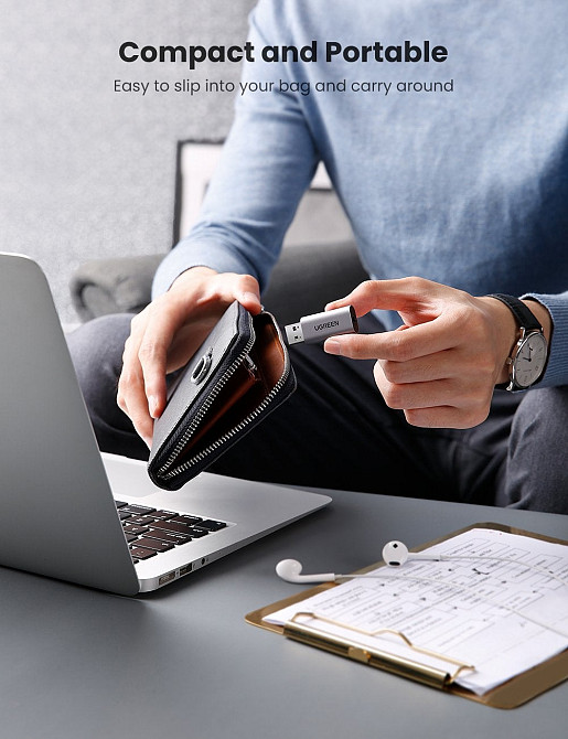 Звукова карта USB AUX jack, TRRS (Mic & Ear), ALC4030 Ugreen Сіра CM383 Винница - изображение 6