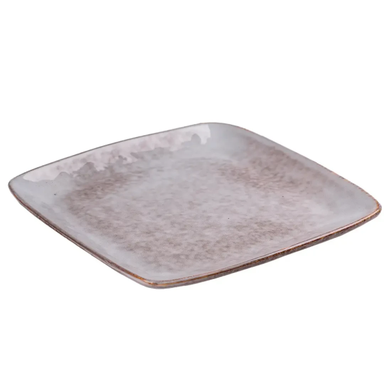Тарілка плоска квадратна з порцеляни 21 см бежева HP630 Київ