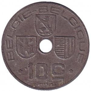 10 сантимів. 1944 рік, Бельгія. Полтава - фото 1