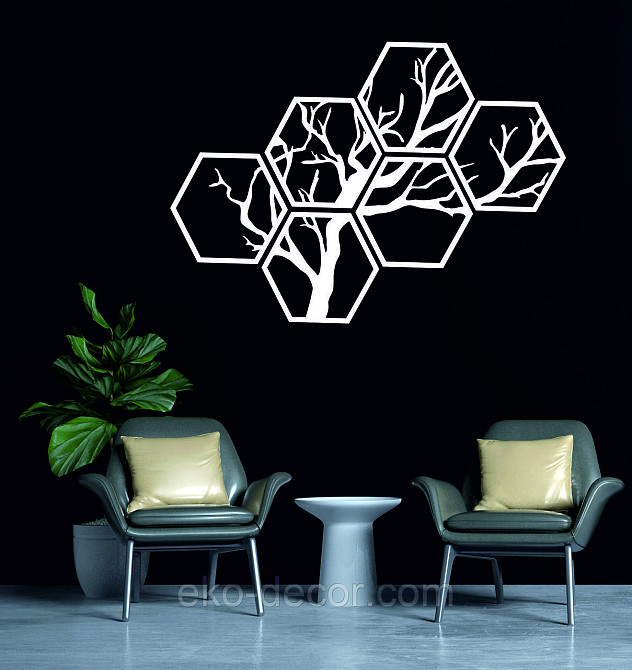 Декоративное настенное Панно «Дерево», Декор на стену 110*78 см, Белый, Ручная работа Киев - изображение 2