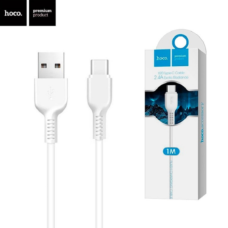 Кабель HOCO X20 USB - Type-C, 1м, белый Киев - изображение 1